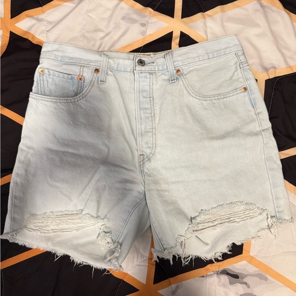 Levi's Pants - Levi's 501 High Rise Light Blue Frayed Jean Shorts